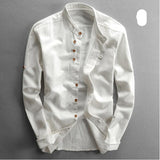 Men's Cotton Linen Shirts Long Sleeve Men Casual Slim Mandarin Collar Shirts High Quality Summer Beach Shirt plus size 6xl