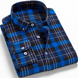Men's Fashion 100% Cotton Brushed Flannel Shirts Single Pocket Long Sleeve Slim-fit Youthful Soft Casual Plaid Checkered Shirt